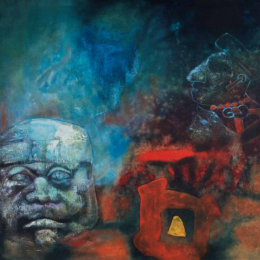 <strong>Aubrey Williams</strong> <em>Night and the Olmec</em>, 1983. Oil on canvas, 126 x 185 cm.